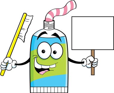 bir tabela holding karikatür diş macunu tüpü