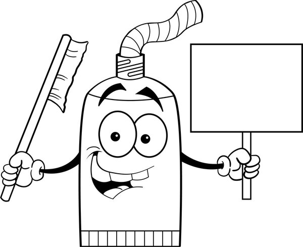 Cartoon Toothpaste tube holding a sign