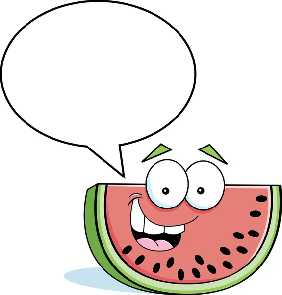 Cartoon watermelon with a caption balloon — Stock Vector