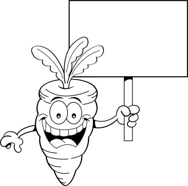 Zanahoria de dibujos animados sosteniendo un cartel — Vector de stock