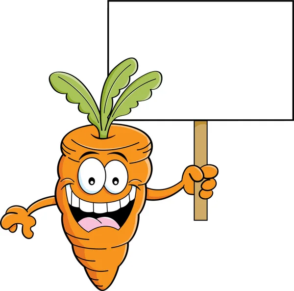 Cartoon carrot holding a sign — Stock Vector