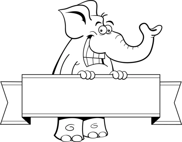 Cartoon olifant houden een banner — Stockvector