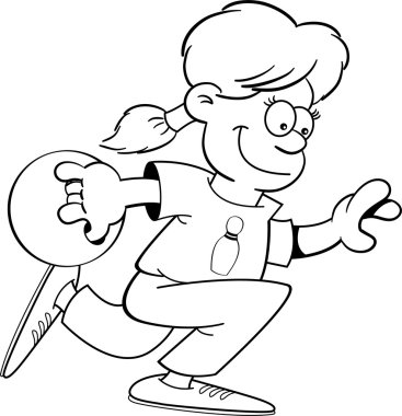 Cartoon girl bowling