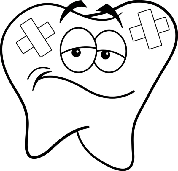 Desenhos animados dente enfaixado — Vetor de Stock
