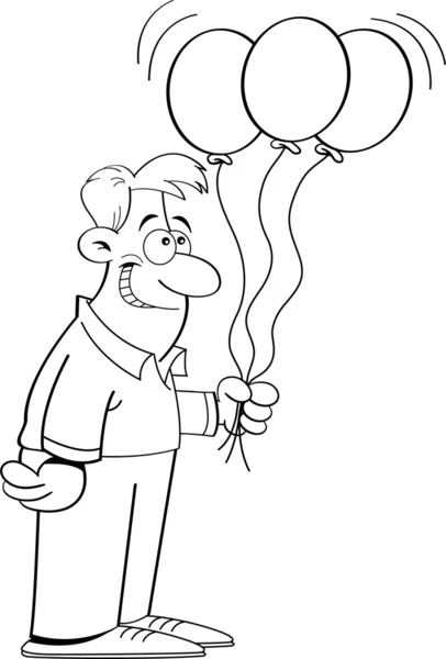 Balonlar holding karikatür adam — Stok Vektör