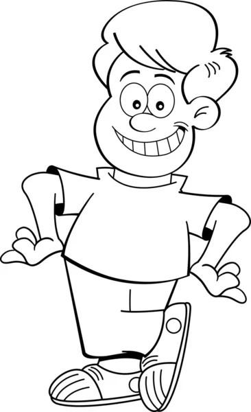 Cartoon boy with hands on hips — Stock Vector