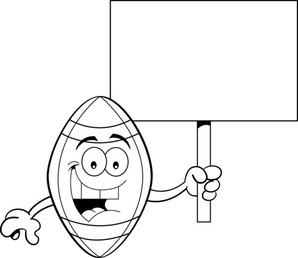 Cartoon football with a sign