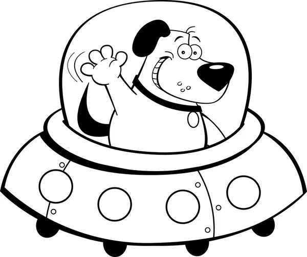 Tecknad hund i ett rymdskepp — Stock vektor