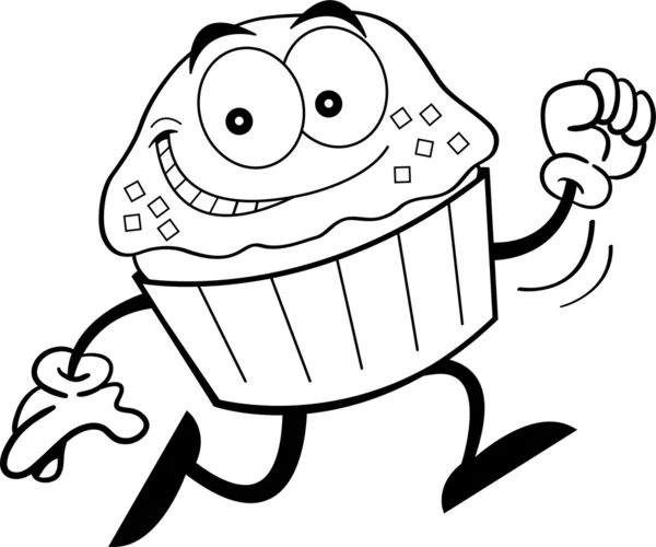 Cartoon uitgevoerd cupcake — Stockvector