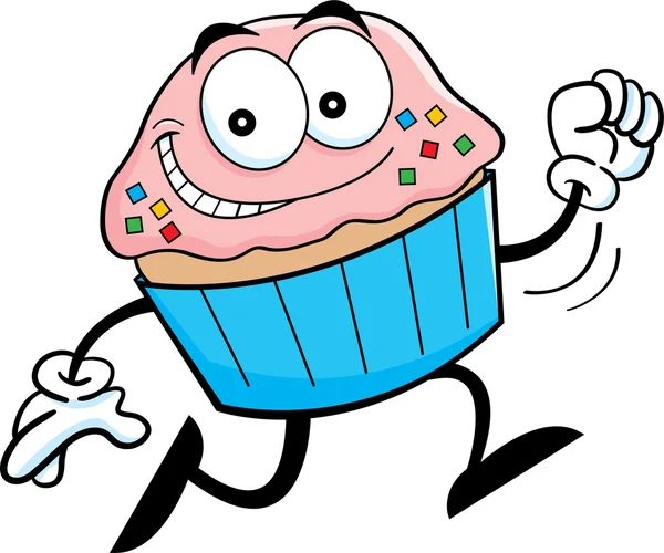 Cartoon running cupcake — Stock Vector