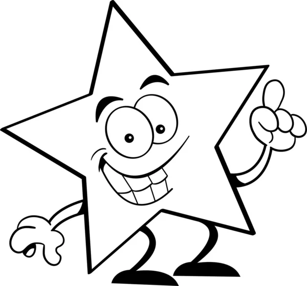 Illustrazione in bianco e nero di una stella sorridente — Vettoriale Stock