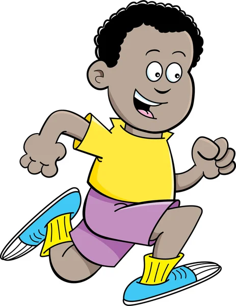 Dibujos animados ilustración de chico africano corriendo — Vector de stock