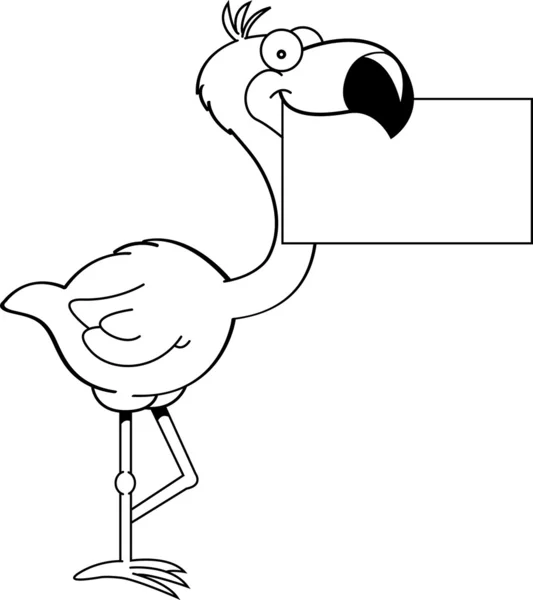 Flamingo de dibujos animados con un signo — Vector de stock