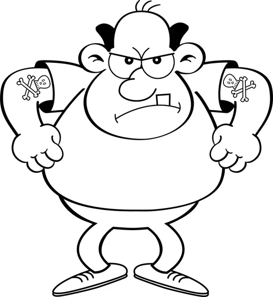 Cartoon angry man with tatoo — Stock Vector