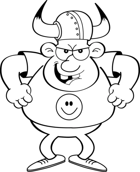 Cartoon boze man dragen van een helm viking — Stockvector