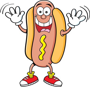 Karikatür Hot Dog eller kaldırma