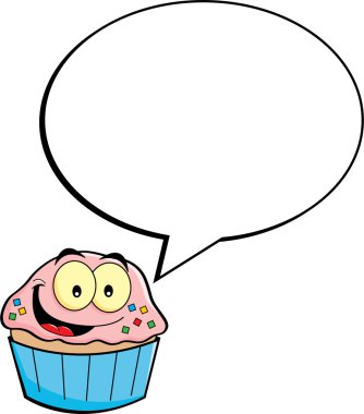 bir resim yazısı balloo ile karikatür cupcake
