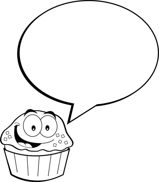 Cartoon cupcake med en bildtext ballong — Stock vektor