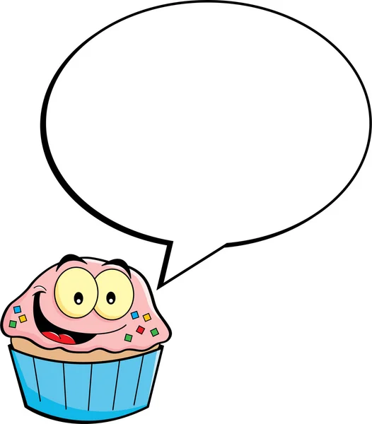 Cartoon cupcake with a caption balloo — Stock Vector