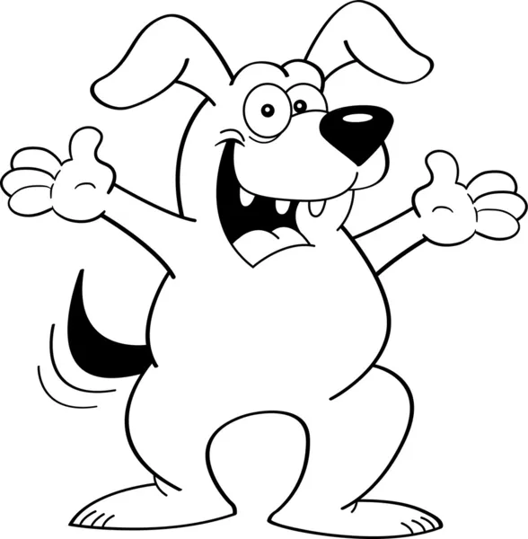 Kreslený pes s rukou — Stockový vektor