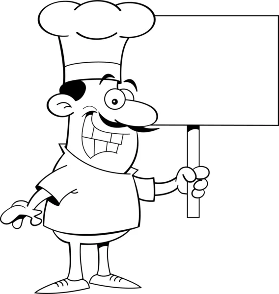 Chef de dibujos animados sosteniendo un cartel — Vector de stock