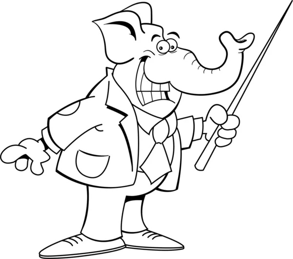 Cartoon elefant innehar en pekare — Stock vektor