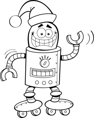 Noel Baba şapkası giyen cartoon robot