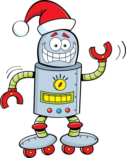 Robot de dibujos animados con un sombrero de Santa — Archivo Imágenes Vectoriales