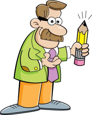 kalem tutan bir adam karikatür çizimi