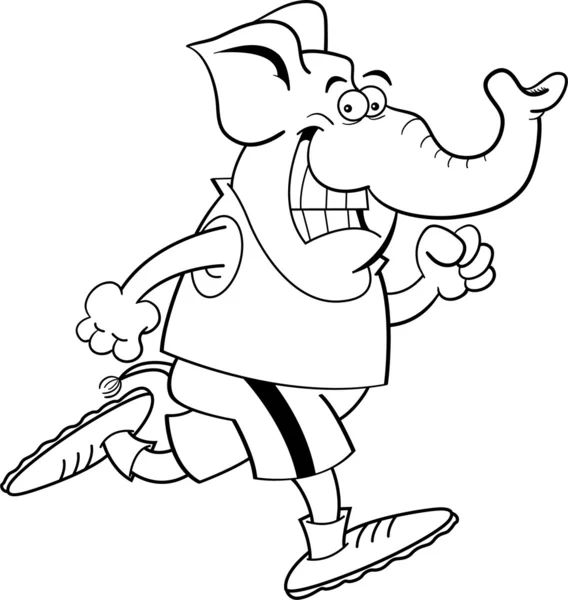 Elefante de dibujos animados corriendo — Vector de stock