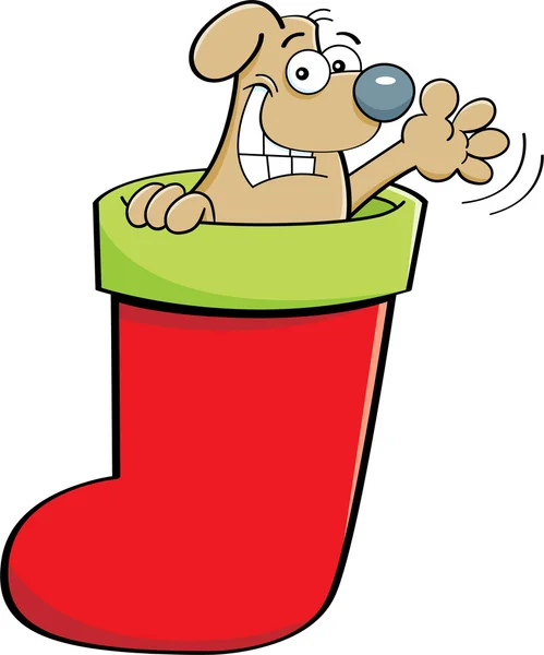 Cartoon dog in a stocking — Stock Vector