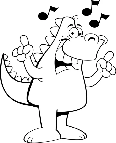 卡通恐龙唱歌 — 图库矢量图片