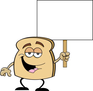 karikatür dilim ekmek bir tabela holding