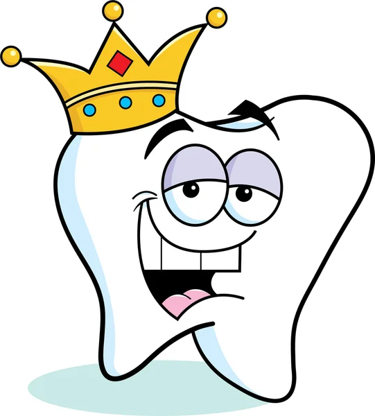 Мультяшний зуб у короні — стоковий вектор