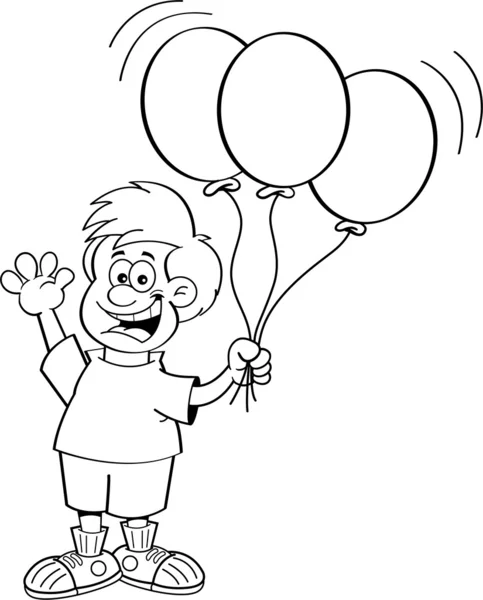 Menino segurando balões — Vetor de Stock