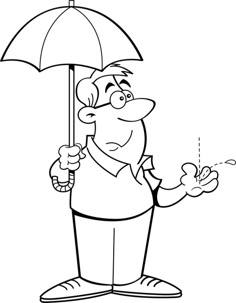 Γελοιογραφία άνθρωπος που κρατά μια ομπρέλα. — Διανυσματικό Αρχείο