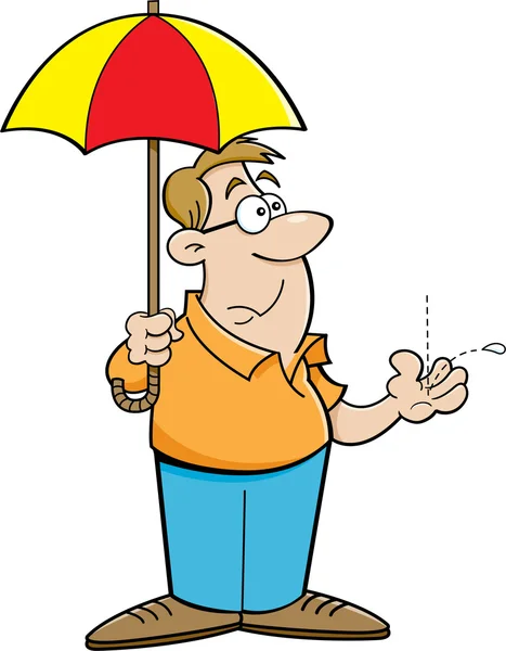 कार्टून आदमी एक छाता पकड़े हुए . — स्टॉक वेक्टर