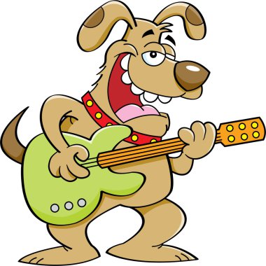 bir gitar çalmaya karikatür köpek