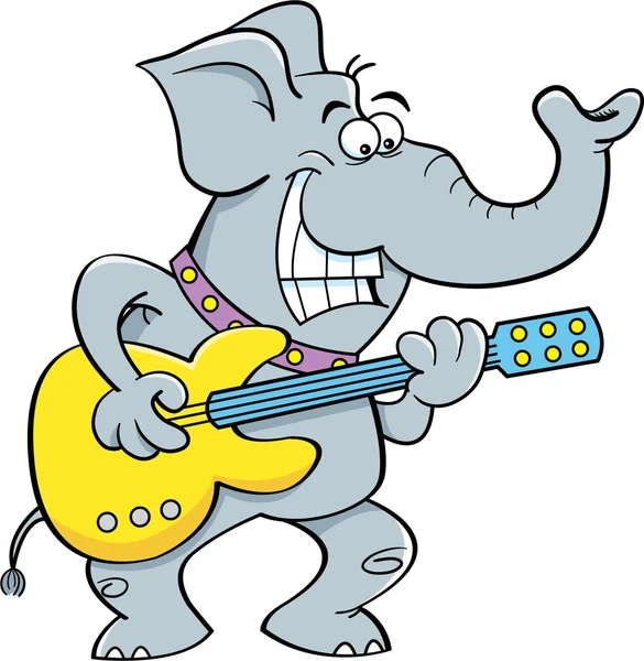 Cartoon Elephant suonare una chitarra . — Vettoriale Stock