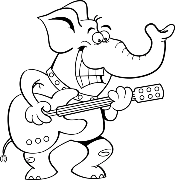 Cartoon elephant playing a guitar. — Stock Vector