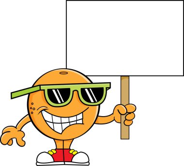 bir tabela holding karikatür turuncu.