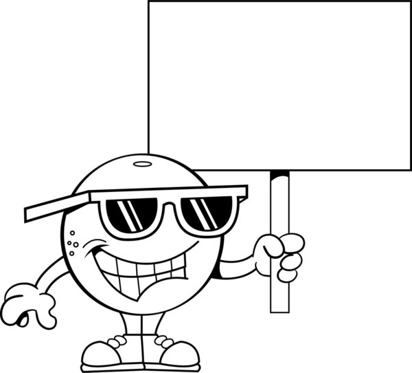 Cartoon orange holding a sign