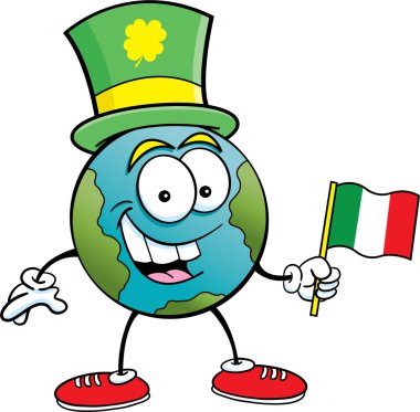 bir bayrak tutan karikatür toprak.