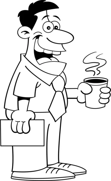 Cartoon homem segurando uma xícara de café . —  Vetores de Stock