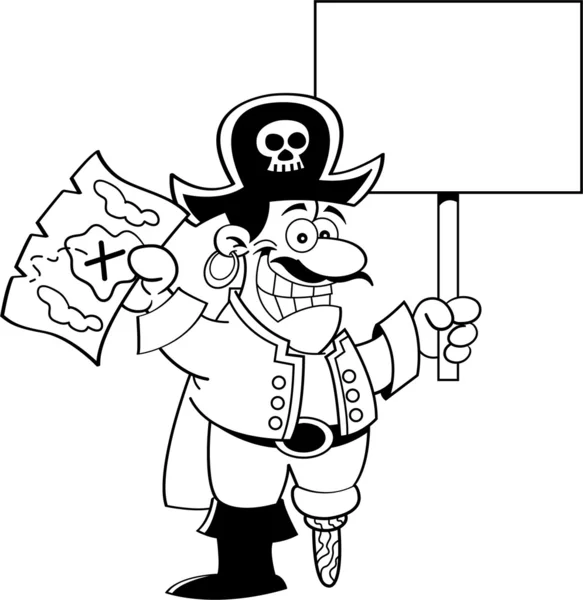 Cartoon pirate holding a sign — Stock Vector