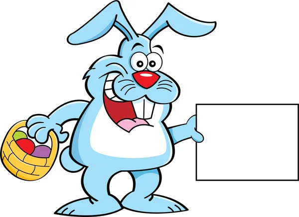 漫画のウサギの看板を持っています。. — ストックベクタ