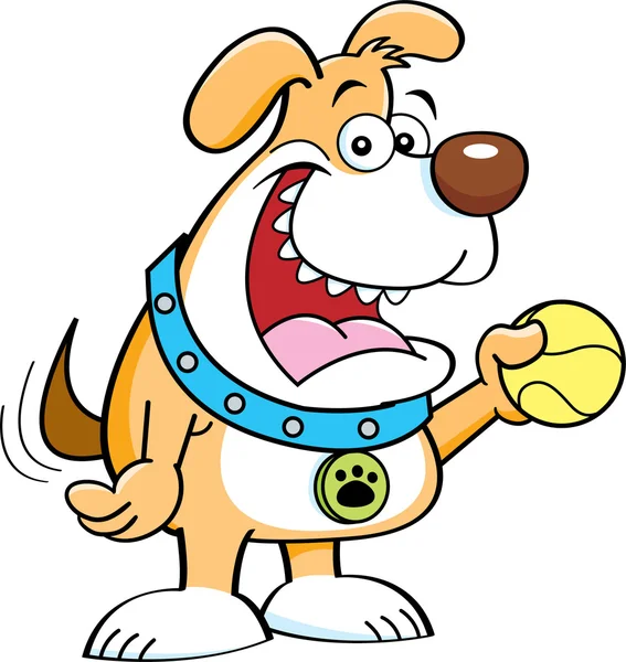 ボールと漫画の犬. — ストックベクタ