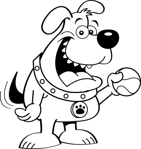 Bir top ile karikatür köpek. — Stok Vektör