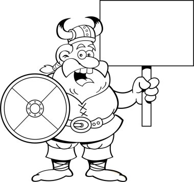 holding bir kalkan ve bir Pano viking.