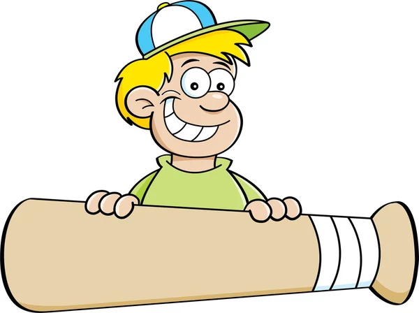 Cartoon boy with a baseball bat banner. — Stock Vector